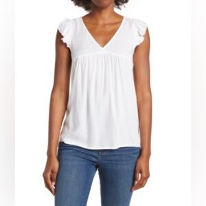 Bila Ruffle Cap Sleeve Top Medium White